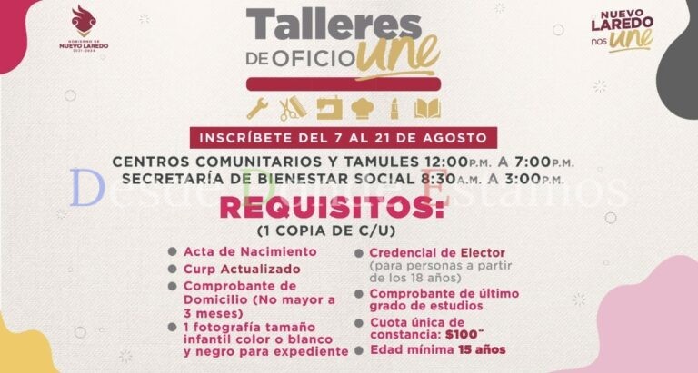 Continúan abiertas las inscripciones para talleres de oficios UNE