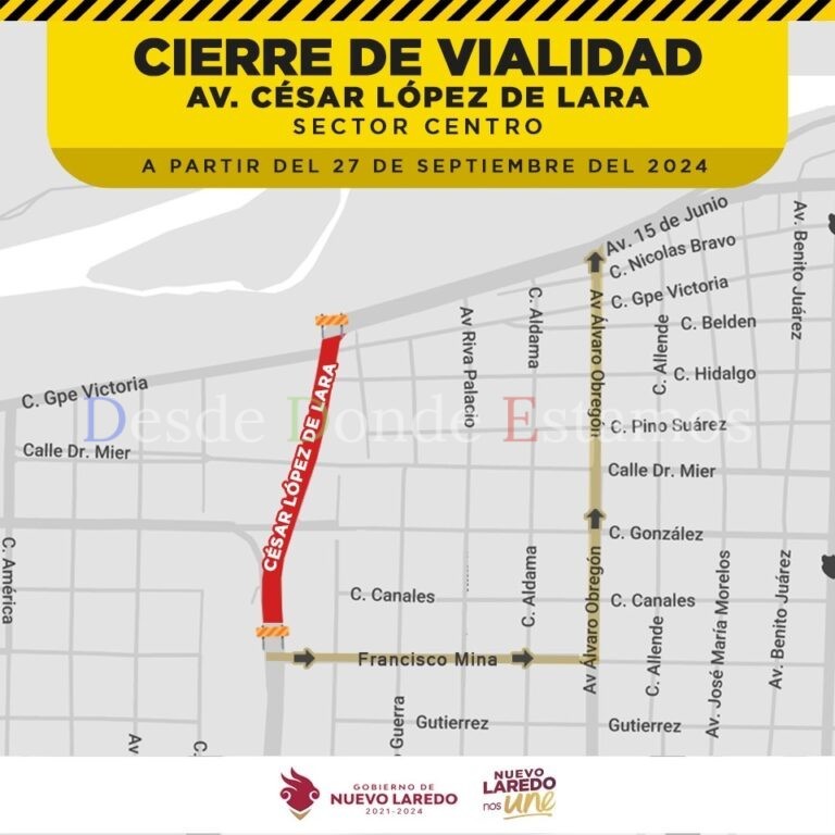 CERRARÁN VIALIDADES POR TRABAJOS DE CONSTRUCCIÓN DEL PUENTE FERROVIARIO