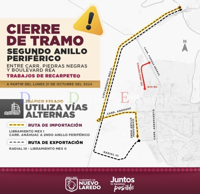 Cerrarán tramo del segundo anillo periférico por trabajos de recarpeteo