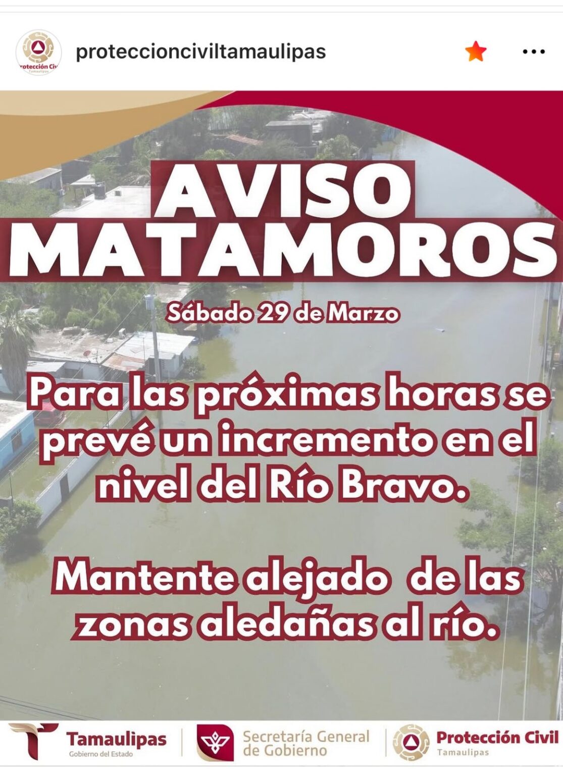 Emiten alerta por aumento de caudal en el río Bravo