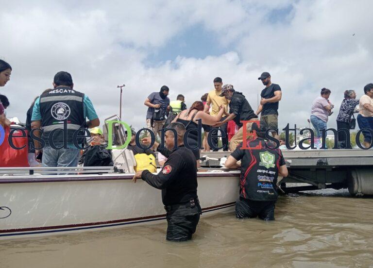 Recorren sectores afectados por inundaciones en Reynosa y realiza labores de rescate