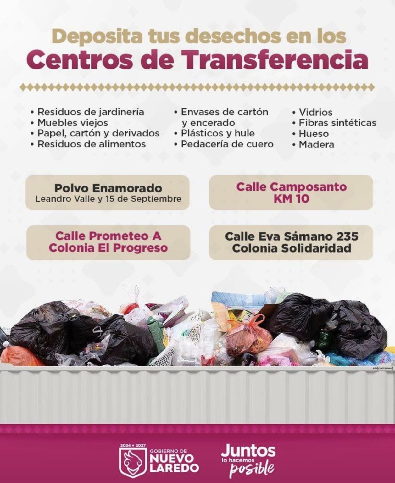 Promueve Ayuntamiento de Nuevo Laredo centro de transferencia