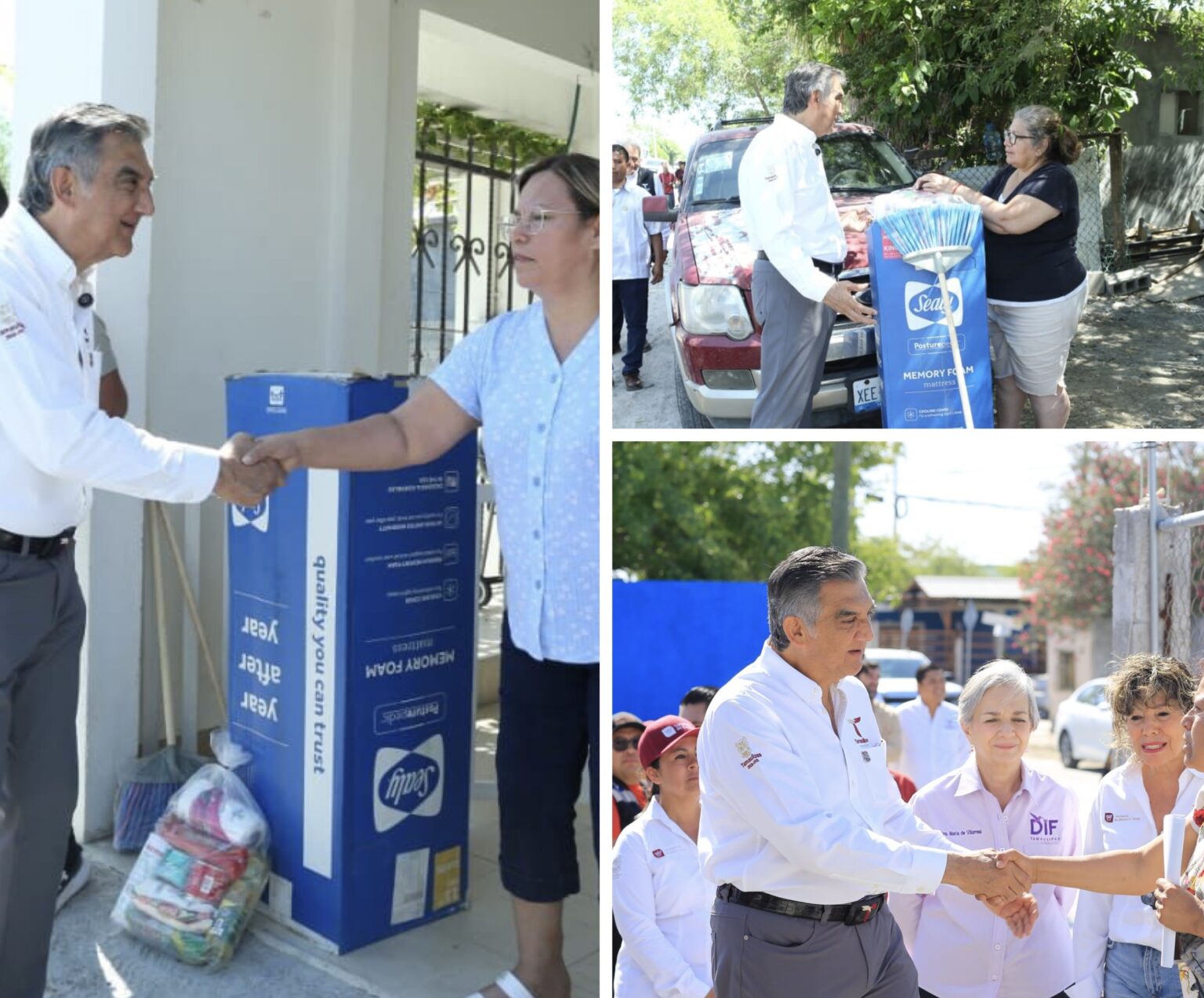 Américo y María llevan apoyos a familias de Reynosa