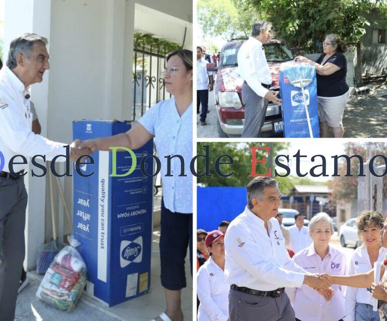 Américo y María llevan apoyos a familias de Reynosa