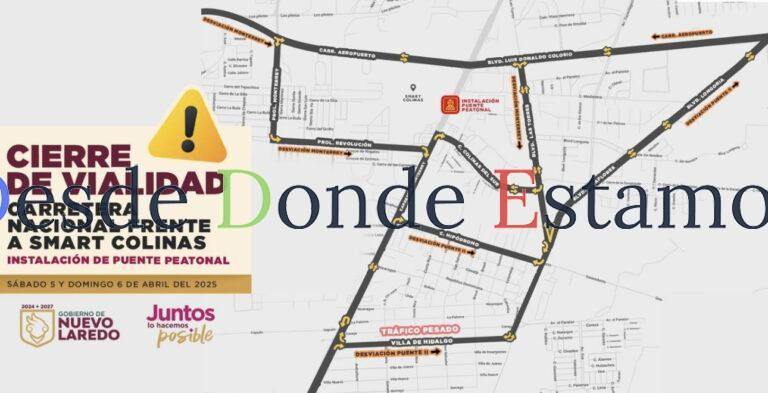 Cerrarán tramo de carretera nacional por instalación de puente peatonal