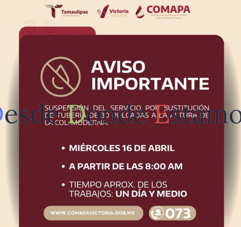 Anuncia COMAPA megacorte de agua por 48 horas