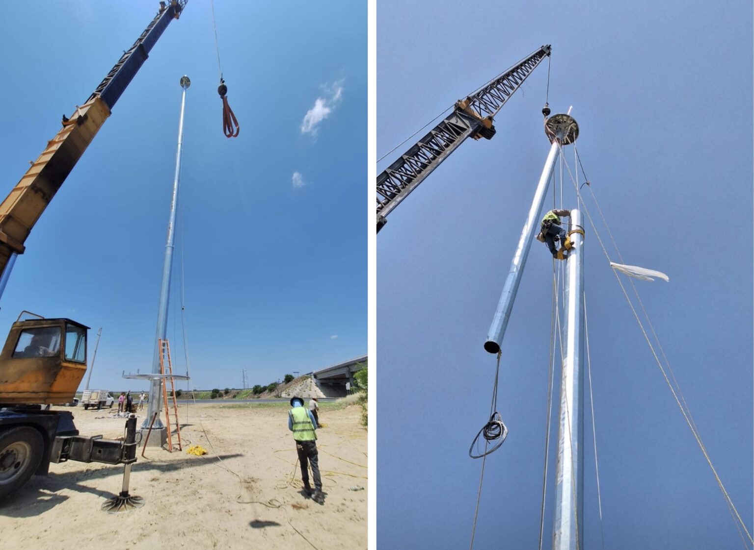 Instalan megapostes para iluminar carretera nacional y Ribereña
