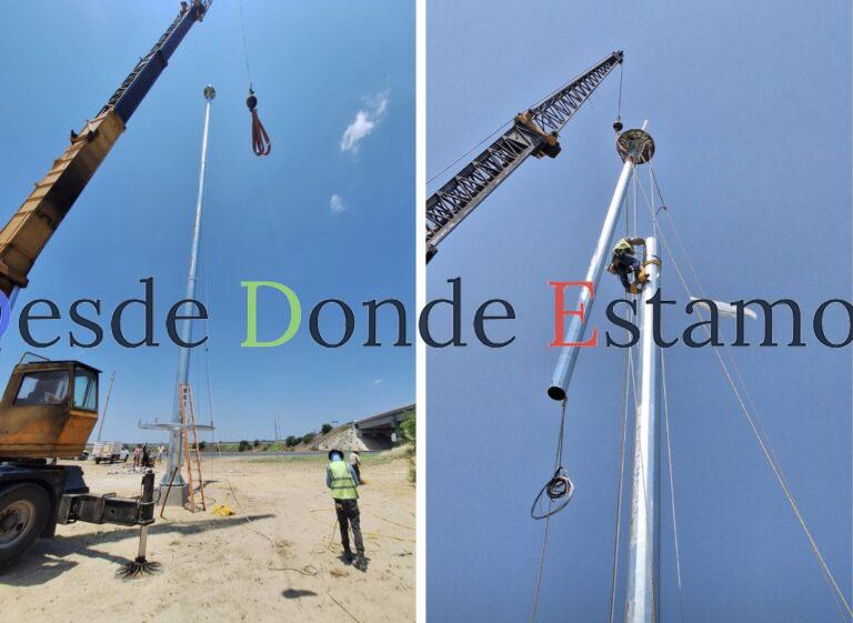 Instalan megapostes para iluminar carretera nacional y Ribereña