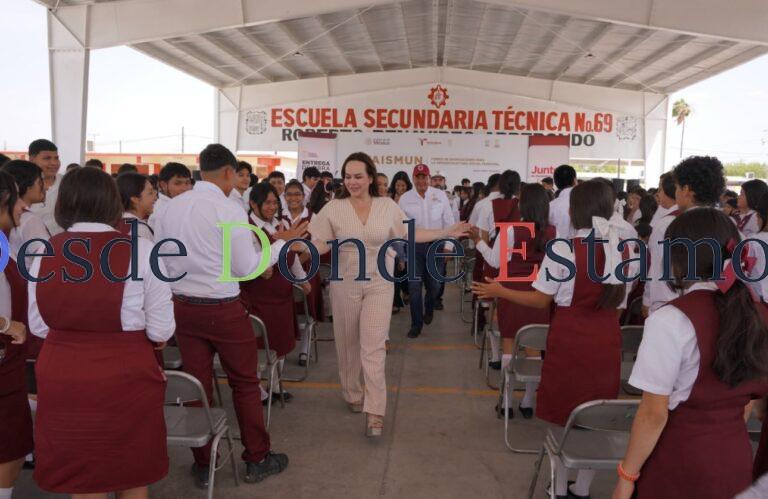 Impulsa Carmen Lilia nuevas obras en planteles escolares