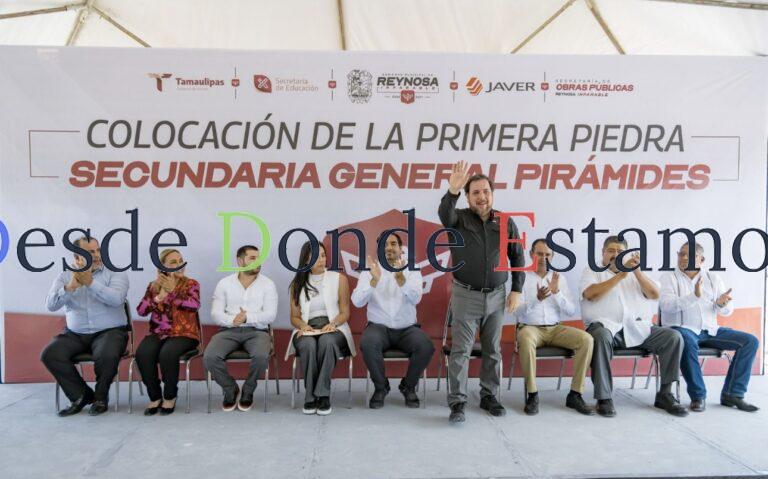 Colocan primera piedra de nueva secundaria general en Reynosa