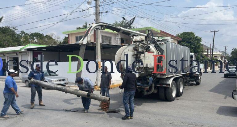 Realizan mantenimiento a la red hidrosanitaria en Xicoténcatl y Abasolo