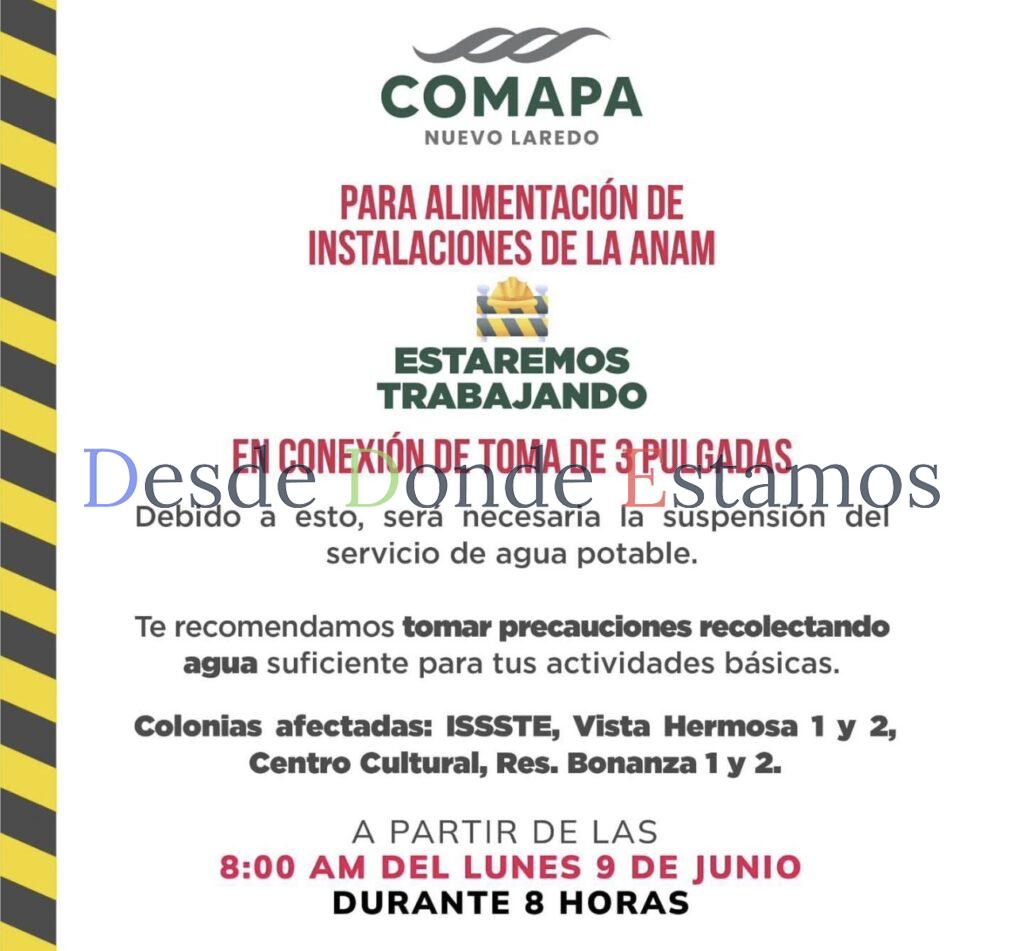 Suspenderá COMAPA suministro por conexión de red de agua potable en la ANAM