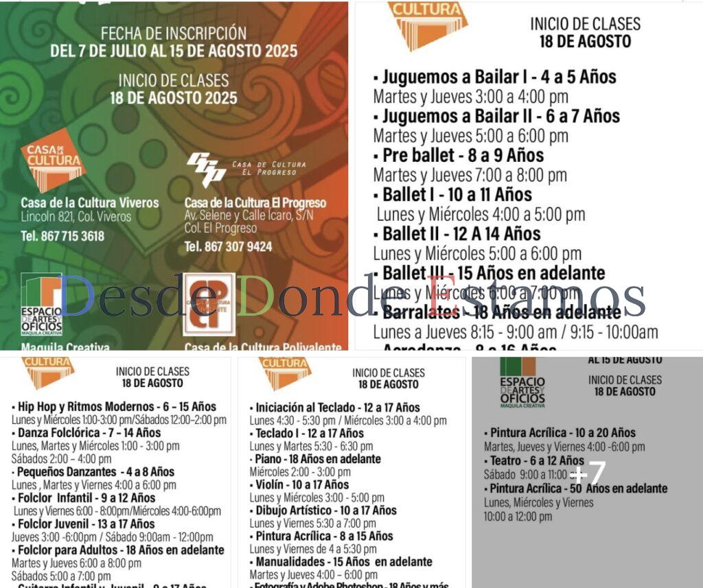 Invitan a Talleres de Iniciación Artística en Casa de la Cultura de Nuevo Laredo