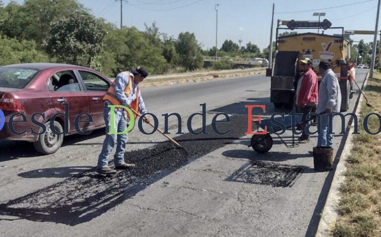 Obras Públicas acelera programa de bacheo en colonias de Victoria