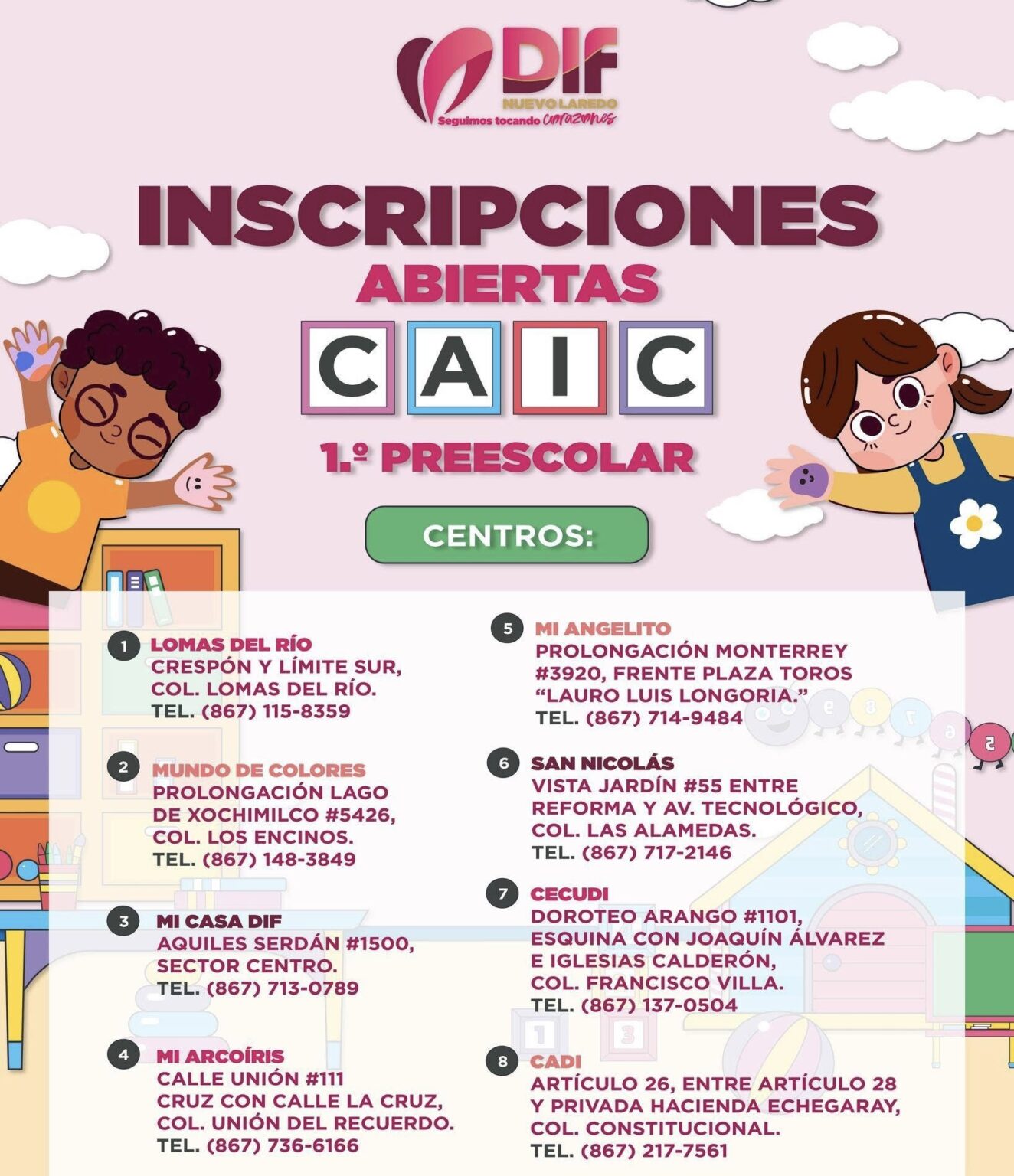 Sistema DIF Nuevo Laredo invita a inscribirse a los CIAC