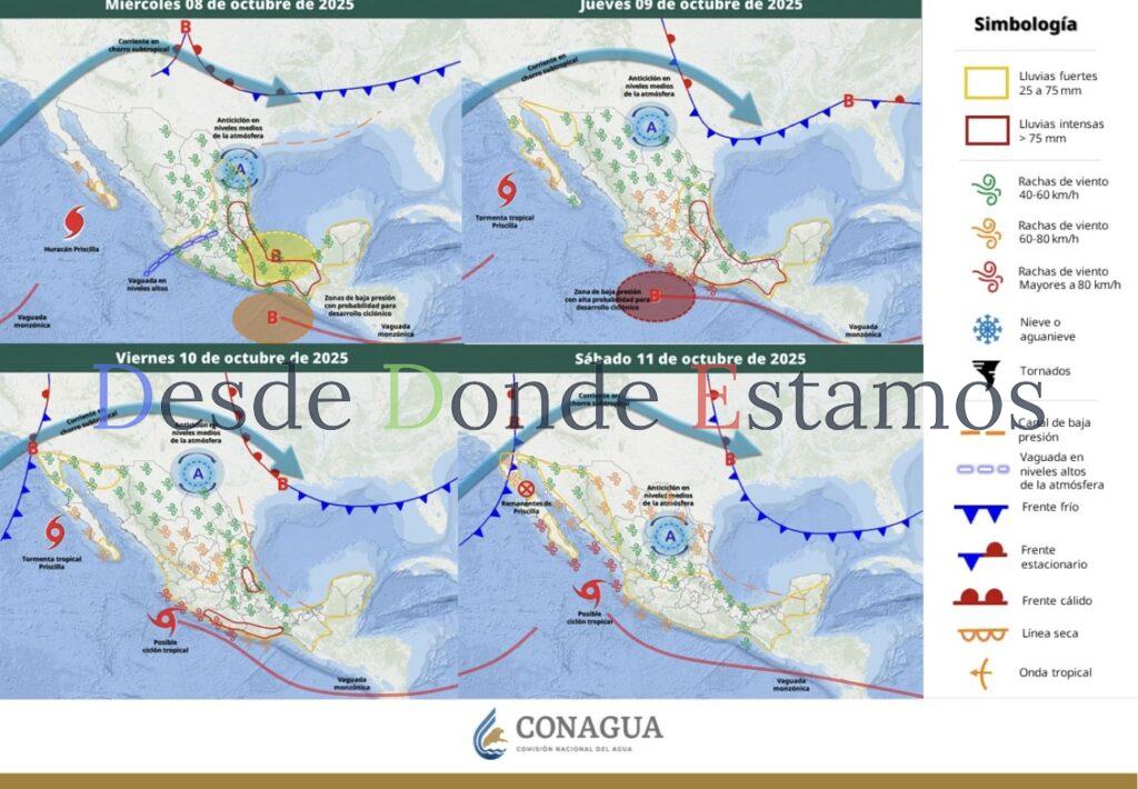 Zona de inestabilidad generará lluvias en Tamaulipas del martes al sábado