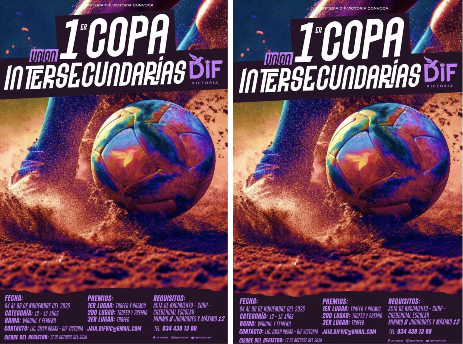 Anuncia DIF Victoria arranque de 1a. Copa Unión Intersecundarias