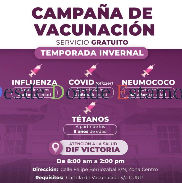 DIF Victoria invita a la ciudadanía a su Campaña de Vacunación Gratuita