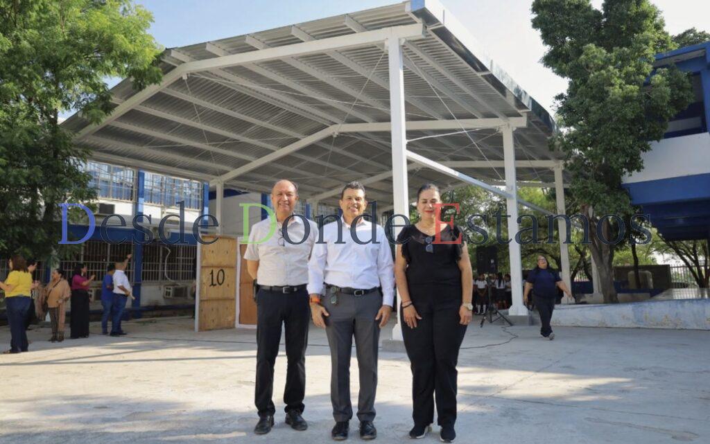 Techumbre en escuela beneficia Lalo Gattás a estudiantes de la Horacio Terán