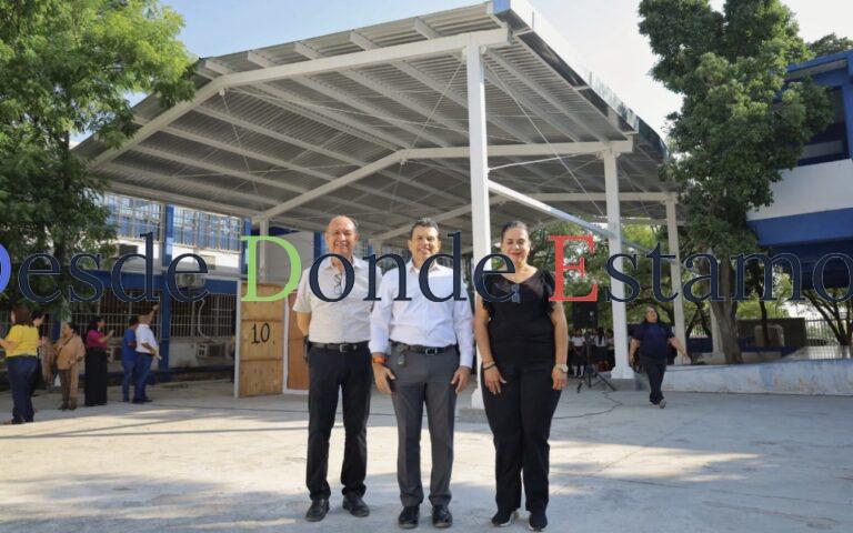 Techumbre en escuela beneficia Lalo Gattás a estudiantes de la Horacio Terán