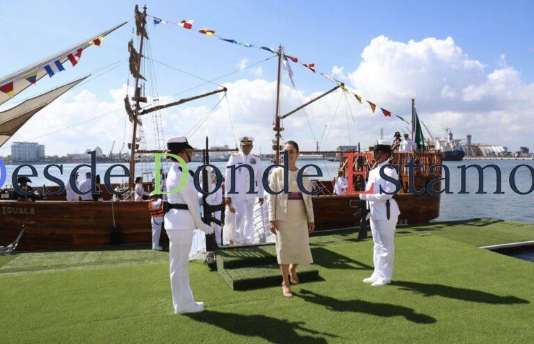 Encabeza Sheinbaum celebración de 200 años de la independencia en el mar