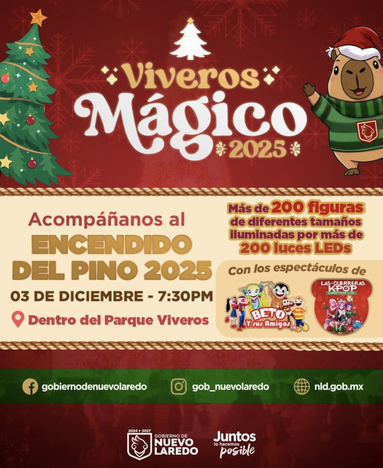 Invitan a inauguración del Viveros Mágico 2025 y al encendido del pino navideño
