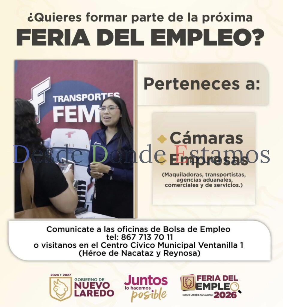 Invitan a participar en Feria del Empleo Nuevo Laredo 2026