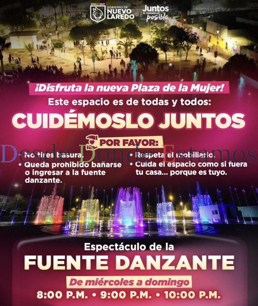 Invitan a presenciar fuente danzante en Plaza de la Mujer
