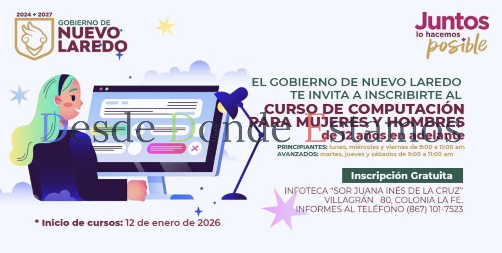 Invitan a inscribirse en Curso de Computación para Mujeres y Hombres