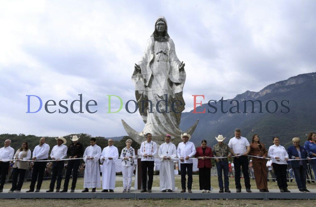 Entregan Américo y María escultura monumental de la Virgen de la Misericordia en El Chorrito