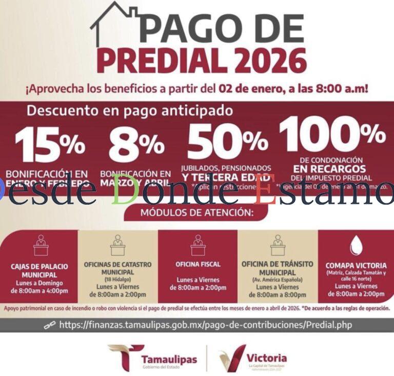 A partir del 2 de enero tesorería recibe contribuyentes del impuesto predial 2026