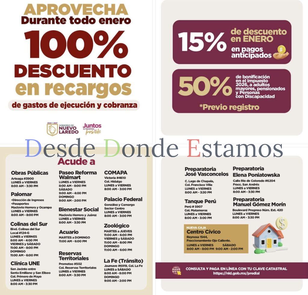 Ofrece Municipio 100 % de descuento en gastos de ejecución y cobranza