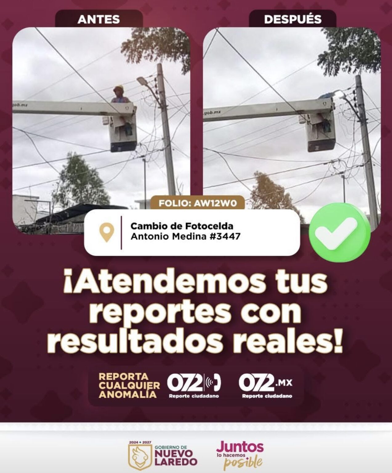 Mantienen atención a reportes de alumbrado público