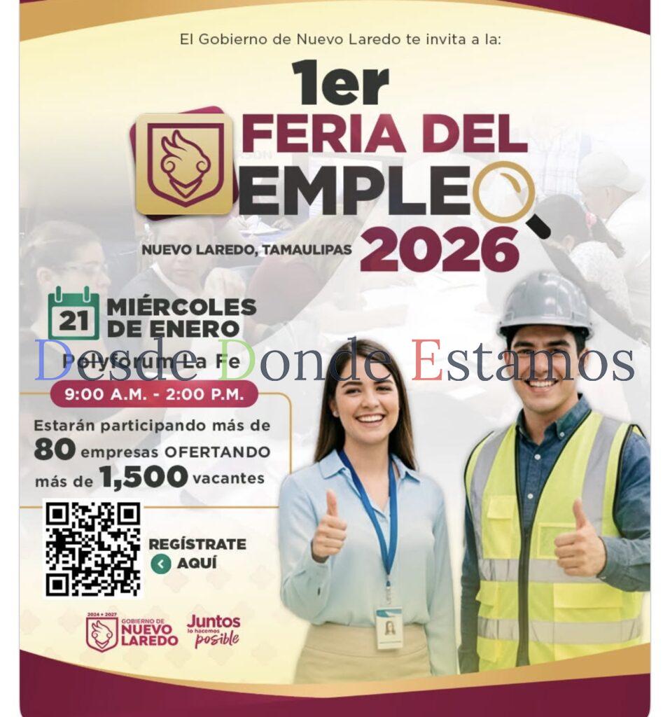 Invitan a participar en feria del Empleo 2026 en Nuevo Laredo