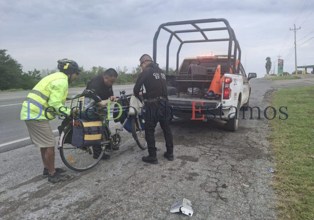 Ciclistas constatan seguridad y presencia policial en carreteras de Tamaulipas