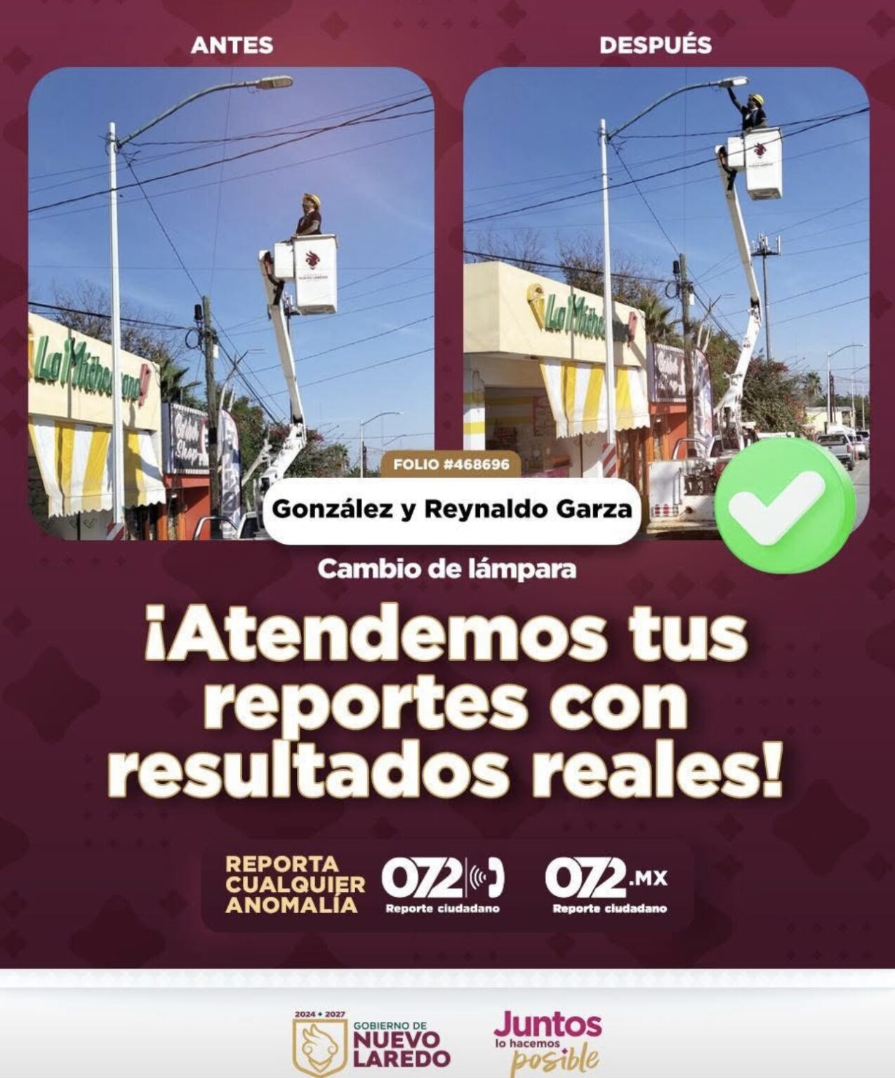 Realiza Servicios Públicos Primarios cambio de luminaria