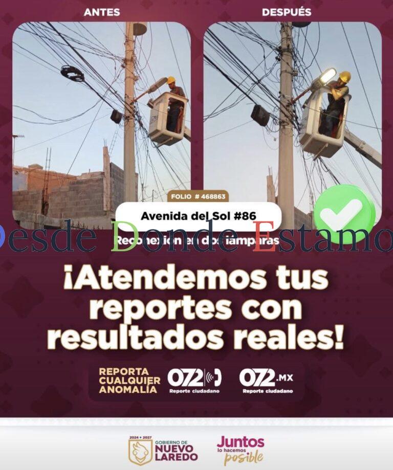 Atienden reporte ciudadano y cambian lámparas en Avenida del Sol