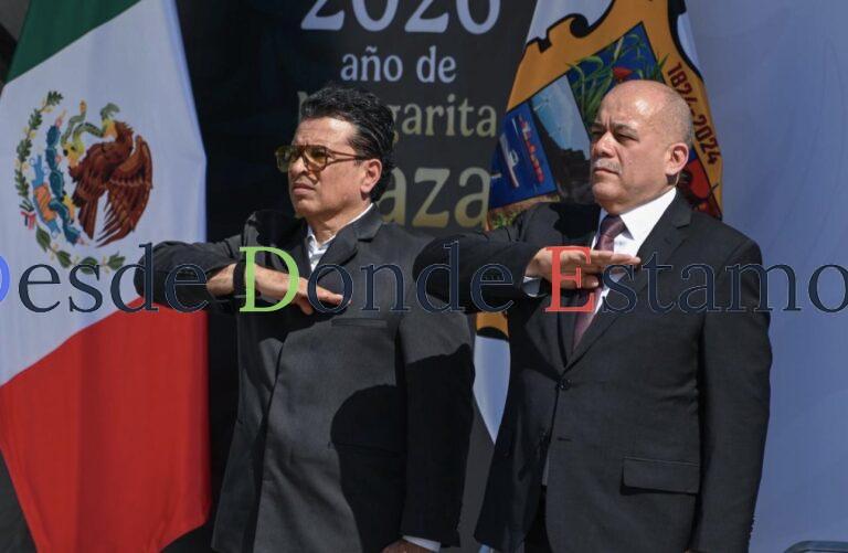 Asiste alcalde Eduardo Gattás a ceremonia del Día de la Bandera en el 77 Batallón