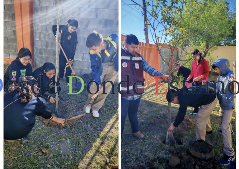 Fortalecen educación ambiental en escuelas con acciones de reforestación