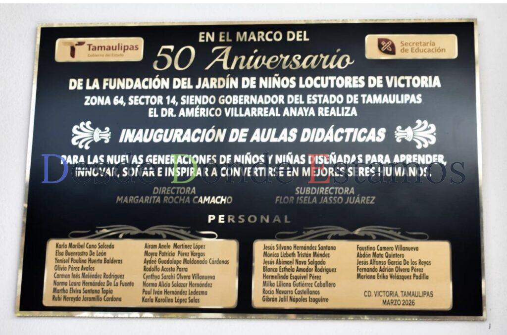 Consolidan infraestructura educativa en el Jardín de Niños “Locutores de Victoria”